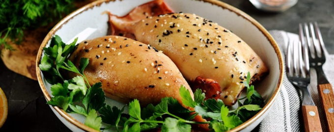 кальмары с грибами