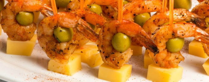 канапе с креветками