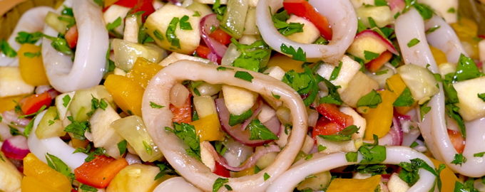 Салат с кальмарами без майонеза
